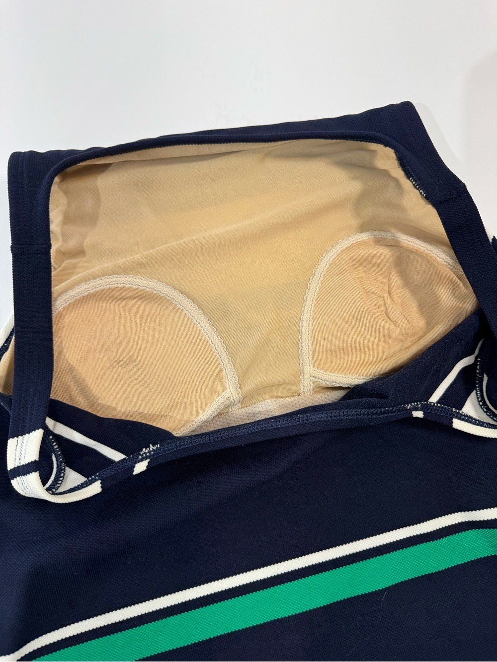 Lauren Ralph Lauren Navy Tankini Top with White and Green Stripes 12 - Picture 5 of 7
